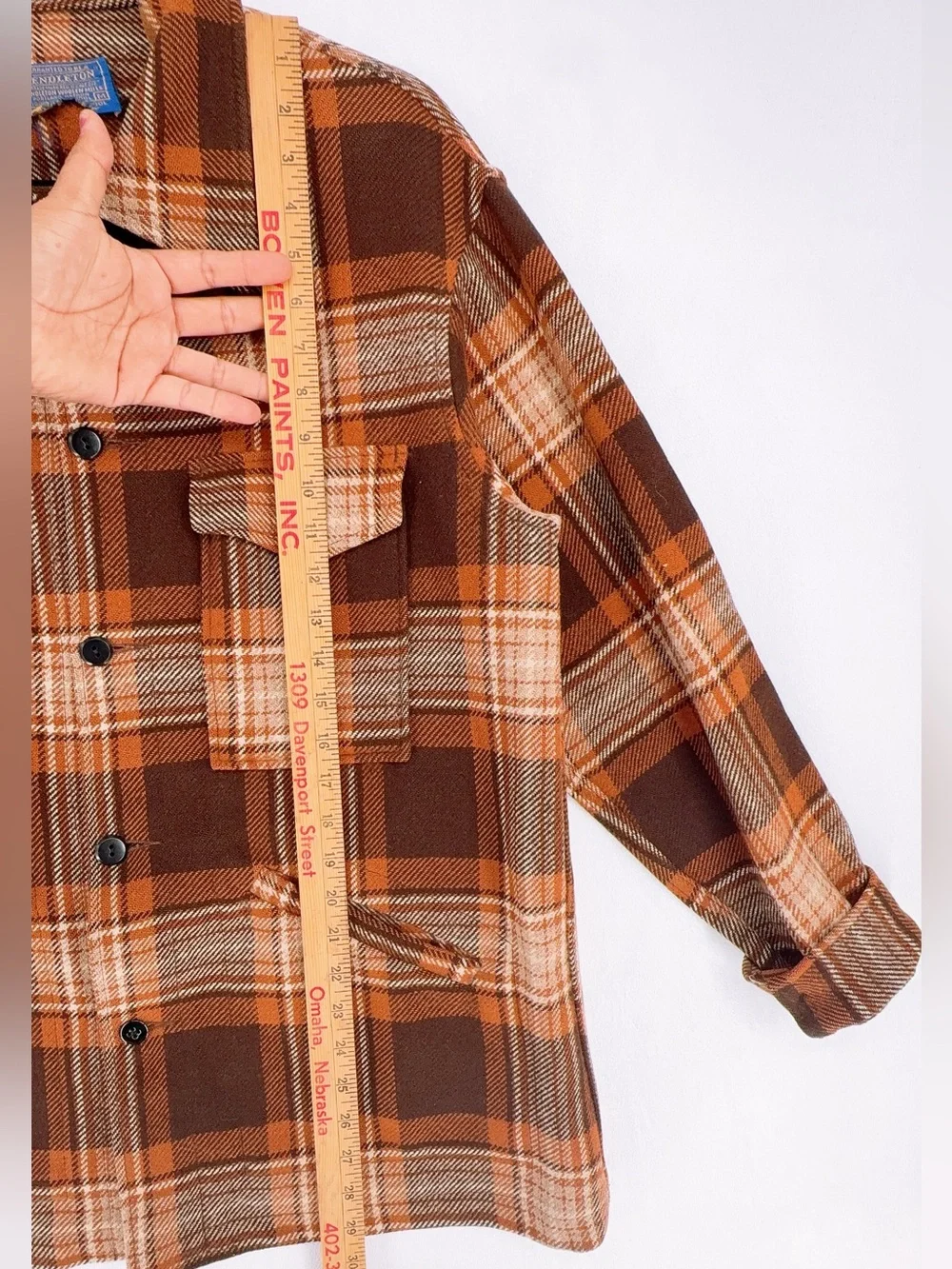Vintage Pendleton Wool Plaid Jacket 100% Virgin Wool 1950s Brown Western Coat M